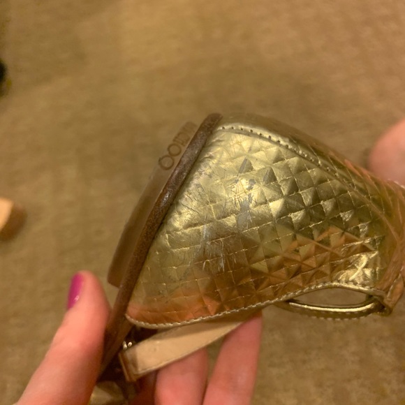 Jimmy Choo Wyatt Metallic Sandal - Picture 12 of 16